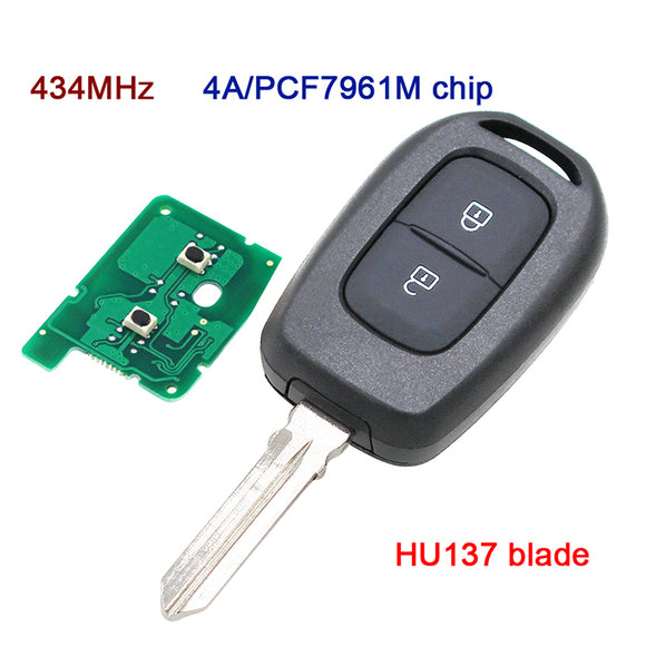 PCF7961M Hitag-AES 4A HU179 433MHz 2 Button Remote Key for RenaultTrafic Dacia Duster Logan Sandero Dokker