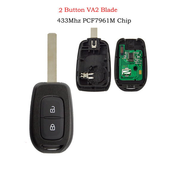 PCF7961M Hitag-AES VA2 433MHz 2 Button Remote Car Key Fob for Renault Symbol Logan Sandero Trafic Dacia Duster Logan Sandero