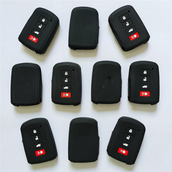 ( Pack of 10 ) Silicone Cover Case for Toyota 4 Buttons Car Keys with Logo