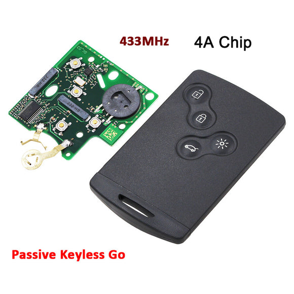 Passive Keyless-Go Entry Remote Key 434MHz 4A Hitag-AES Chip for Renault Clio IV Captur 4 Button
