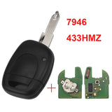 Remote Key 433MHz PCF7946 ID46 Chip for Renault Master Kangoo Clio Twingo 1 Button NE72