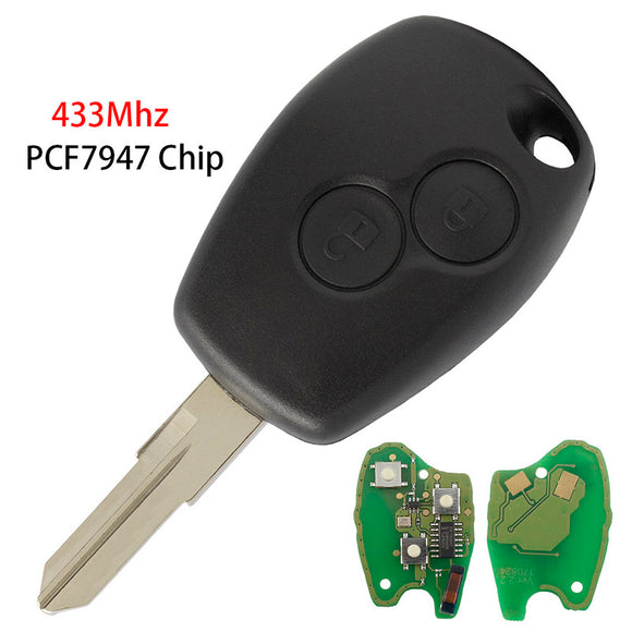 Remote Key 433MHz PCF7947 ID46 Chip for Renault Duster Clio Kangoo Logan 2 Button VAC102