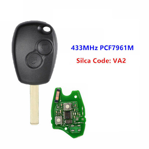 Remote Key 433MHz PCF7961M HITAG-AES 4A Chip for Renault Logan II Sandero II Trafic Vauxhall Vivaro 2 Button