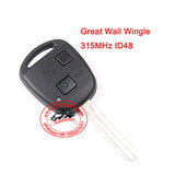 Remote Key 433MHz / 315MHz ID48 2 Button for Great Wall Wingle