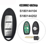 S180144104 S180144202 Keyless Entry Smart Remote Key 433MHz HITAG AES 4A Chip for Nissan X-trai Qashqai 3 Button