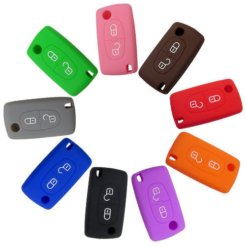 Silicone Cover for 2 Buttons Peugeot Citroen Car Keys - 5 Pieces