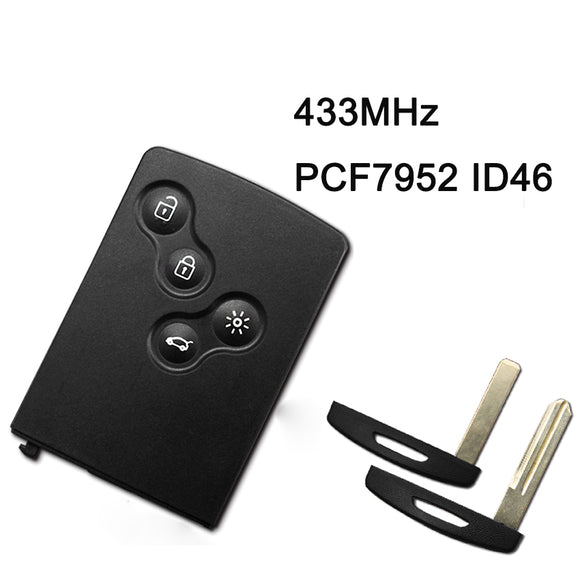 Smart Remote Key 434MHz PCF7952 ID46 Chip for Renault Koleos Laguna Megane Samsung QM5 4 Button
