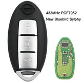 Smart Remote Key Fob 433MHz ID46 PCF7952 chip for Nissan New Bluebird Sylphy 3 Button