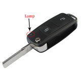 type 2 Buttons Flip Remote Key Shell for VW 202AD Type - 5 pcs