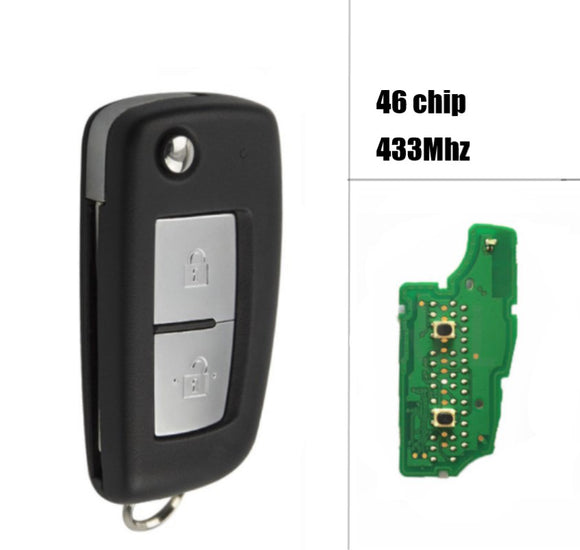 TWB1G766 Flip Remote Key 433MHz PCF7961A ID46 Chip for Nissan Nissan Micra Note 2 Button