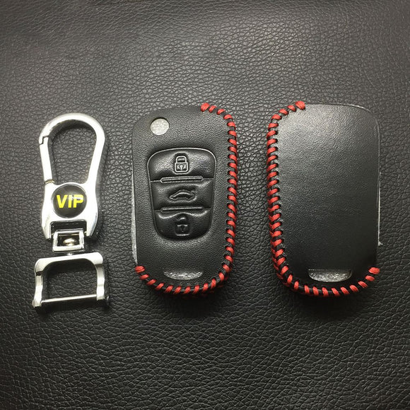 Leather Case for Hyundai Kia Folding Car Key - 5 Sets