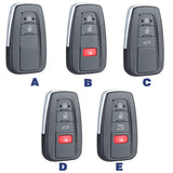 ( Type 6 ) 3+1 Buttons Smart Key Shell for Toyota - Suitable for VVDI Toyota PCB - Pack of 5