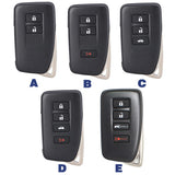 ( Type 2 ) 3+1 Buttons Smart Key Shell for Toyota - Suitable for VVDI Toyota PCB Board - Pack of 5