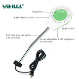 YIHUA-628DT Soldering Station Metal Shelving Base Hot Air Gun Bracket Circuit Board Fixture with Lamp Magnifying Glass