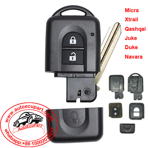 Folding Remote key Shell Case Fob 2 Button for Nissan Micra Xtrail Qashqai Juke Duke Navara