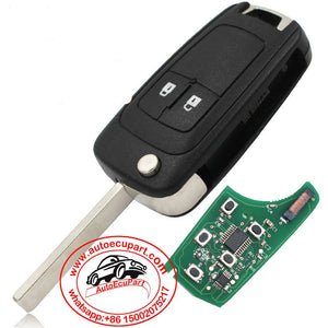 2 Buttons Flip Remote Key fob 433Mhz ID46 chip for Chevrolet Aveo Cruze Orlando HU100 (NO keyless-go function)
