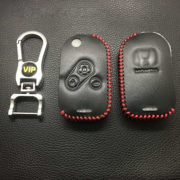 Leather Case for Honda 3 Buttons Round Key Folding Car Key - 5 Sets