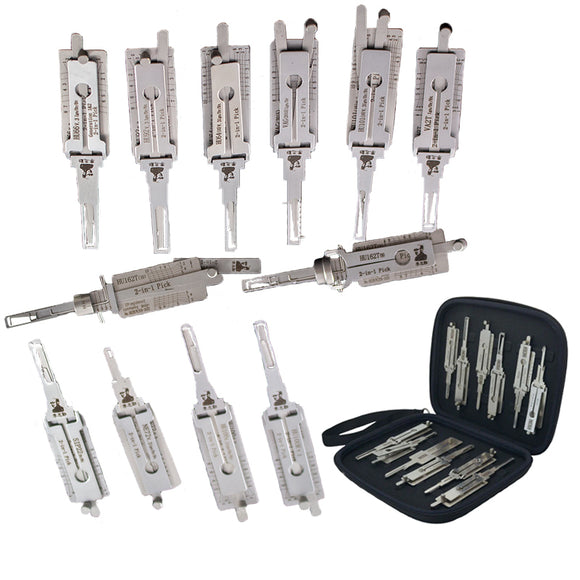[for German market] Original Lishi 12pcs/Kit 2-in-1 Lock Pick Decoder Locksmith Tool & Magnetic Carry