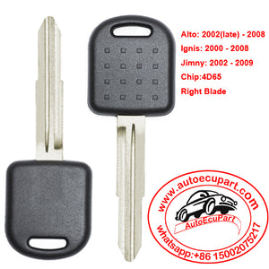 Transponder Key Fob With Chip 4D65 for Suzuki Alto Ignis Jimny Uncut Blank Right Blade