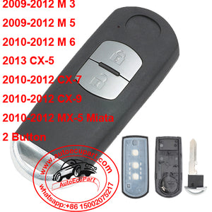 Smart Remote Car Key Shell Case Fob 2 Button for Mazda 3 5 6 CX-5 CX-7 CX-9 RX8 Miata MX5