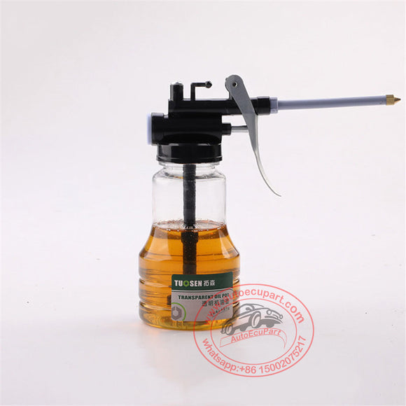 Oil pump Gun 250ml oil can plastic transparent high pressure hose oiler mini injector