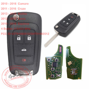 Replacement Flip Key Keyless Entry Remote Key Fob 4 Button 315/433 MHz for Chevrolet Camaro Cruze Malibu Sonic Equinox