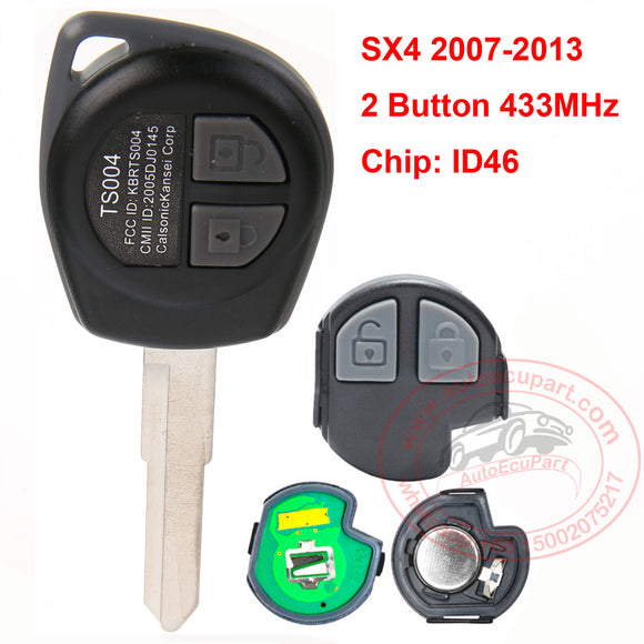 Remote Key 2 Button 433MHz ID46 Chip for Suzuki SX4 2007-2013 Blade HU87
