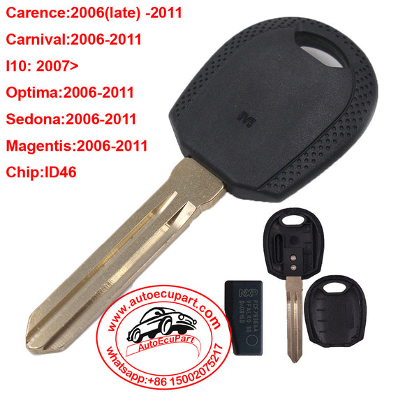 Transponder Key With Chip ID46 PCF7936 for KIA Carence Carnival i10 Optima Sedona Magentis Blank Blade Uncut