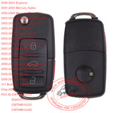 Modified Volkswagen Stylish Folding 3+1 Buttons 315MHZ 4D60 Chip Keyless Remote Key Entry for Lincoln Mercury