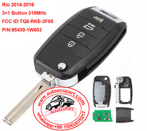 Flip Remote Car Key Fob 3+1 Button for Kia Rio 2014-2016 315MHz FCC ID: TQ8-RKE-3F05 95430-1W003