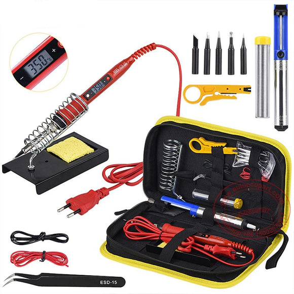 Soldering iron kit adjustable temperature 80W 110V-220V solder welding Equipment Ceramic heater Desoldering Pump