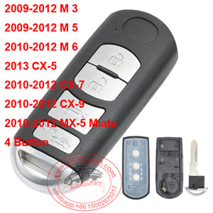 Smart Remote Car Key Shell Case Fob 3+1 Button for Mazda 3 5 6 CX-5 CX-7 CX-9 RX8 Miata MX5
